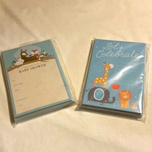 Set of 2 packages of Baby Shower & Celebrate Invitation Cards with envelopes